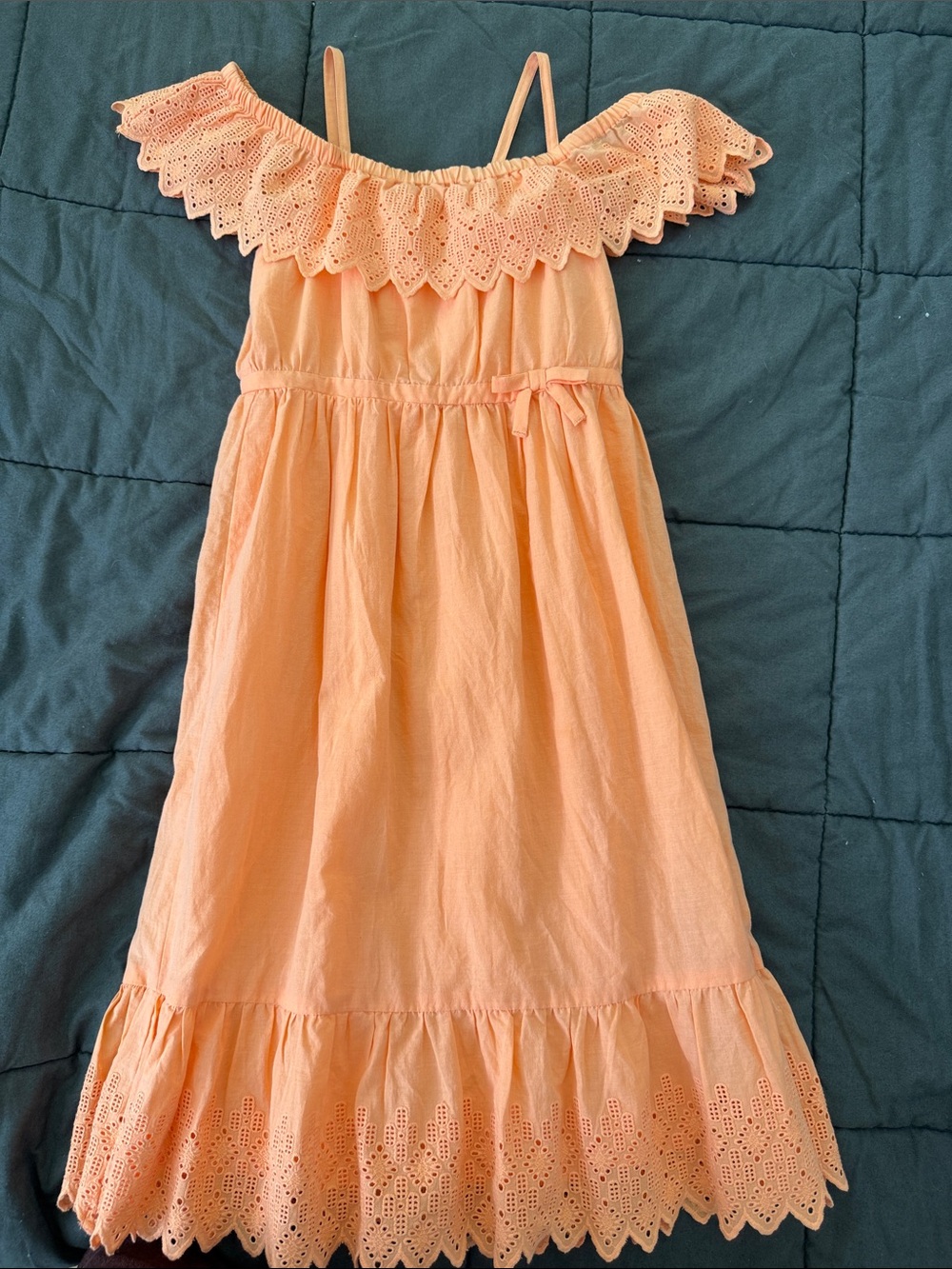 Janie and Jack Peach Eyelet Off-Shoulder Dress